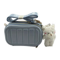 Blue Structured Crossbody Bag with Teddy Bear Charm