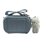 Blue Structured Crossbody Bag with Teddy Bear Charm
