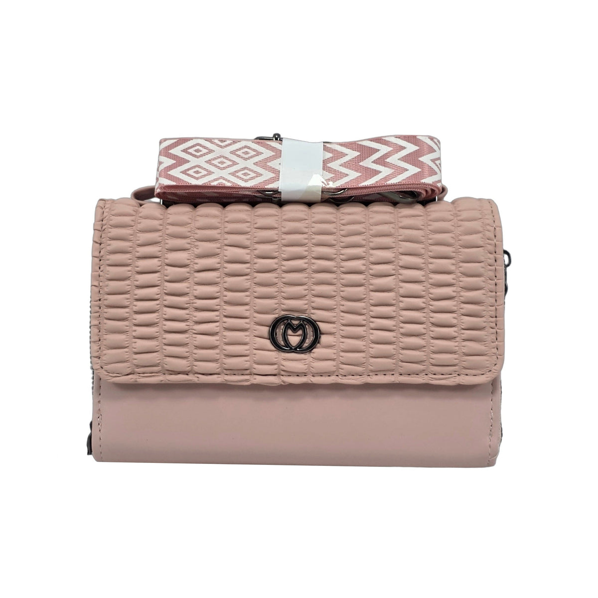Woven Flap Zip Crossbody Bag