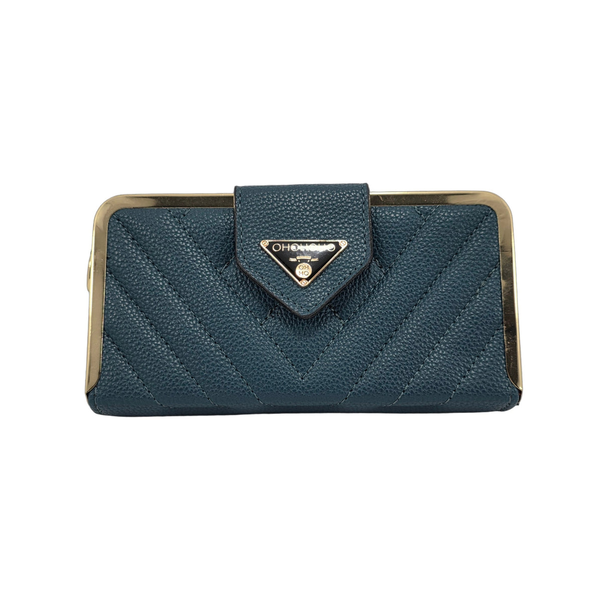 Chevron Quilted Frame Clutch Wallet